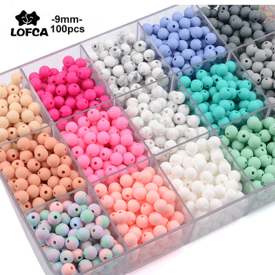 Lofca 9mm 100pcs Silicone Teething Beads Teether Baby Nursing