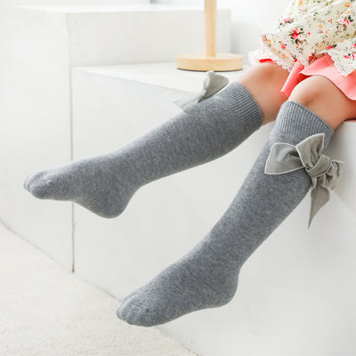 Winter Autumn Baby Girls Christmas Socks Bowknot Kids Knee