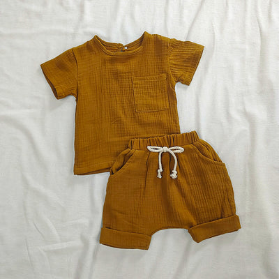 Organic Cotton Baby Clothes Set Summer Casual Tops Shorts For Boys Girls