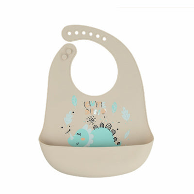 Waterproof Soft Baby Silicone Bibs Cute Cartoon Printed Kids